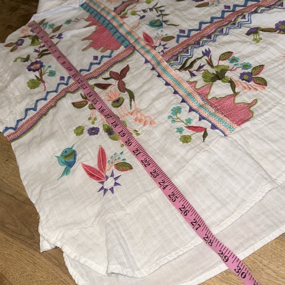 AP.NY New York Embroidered Floral Birds Embroidery Button Front Blouse Top Gauze - Picture 5 of 12